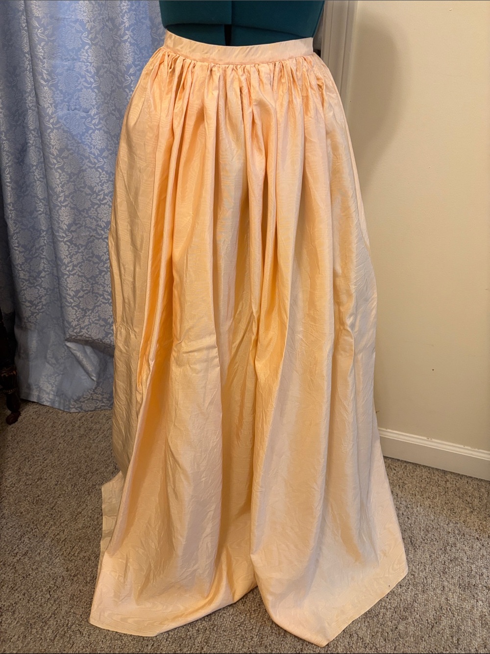Women's Peach Taffeta Full-Length Gathered Skirt